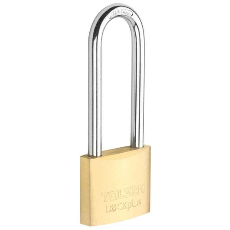 Tolsen 30mm Brass Industrial Padlock with Long Shackle, 55108