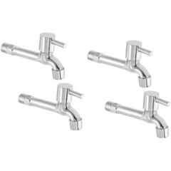 Zesta Turbo Stainless Steel Chrome Finish Silver Long Body Bib Cock with Flange, Size: Standard (Pack of 4)