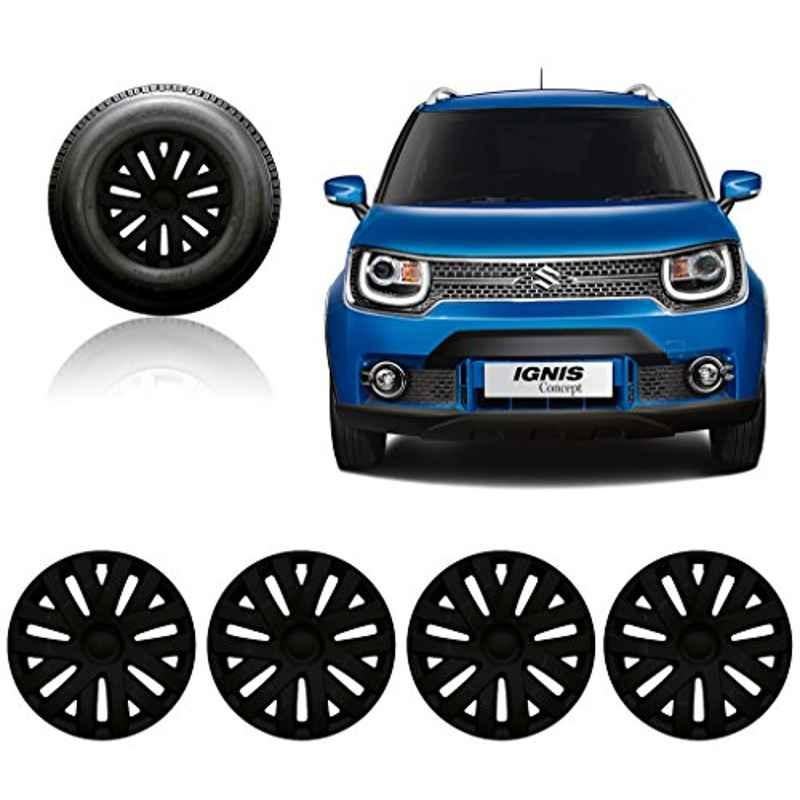 Auto Pearl 4 Pcs 15 inch Black Car Wheel Cover Cap Set for Maruti Suzuki Ignis
