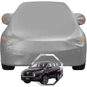 Allextreme Polyester Grey Highlighter Car Cover with Mirror Pocket & Triple Stitched Bottom Elastic for Toyota Innova Crysta All Model & Years, TOY-INNOVA-CRYSTA-GRY