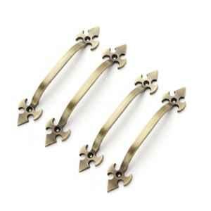 Mix & Match Trishul 7 inch Cast Iron Brass Antique Finish Cabinet Pull Handle for Wardrobe, Cupboard & Window (Pack of 4)