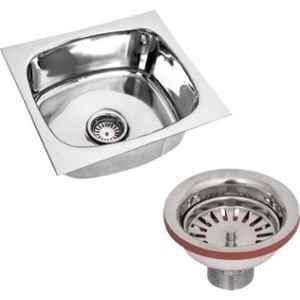 Renvox 18x16x9 inch Glossy Silver Stainless Steel Kitchen Bowl Sink with Stainless Steel Coupling