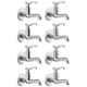 Drizzle Duck 8 Pcs Brass Chrome Finish Silver Long Body Bib Cock Set, ALONGDUCK8