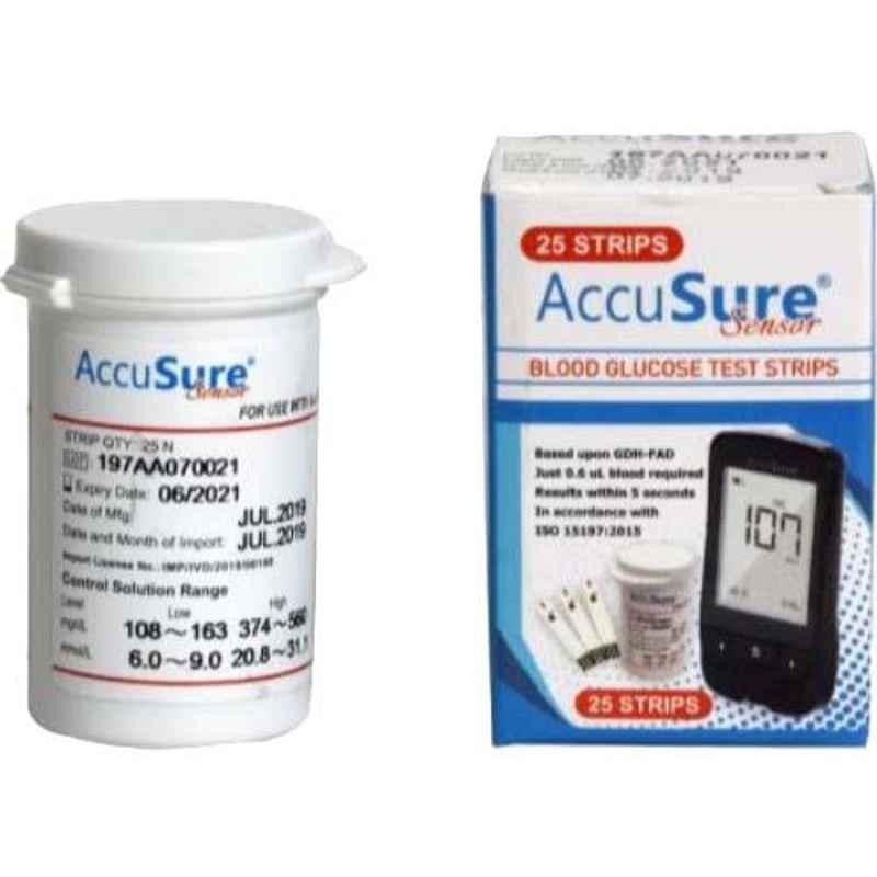 AccuSure Sensor Glucometer 25 Pcs Test Strips