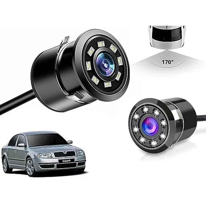 Auto Pearl 8 LED Black Waterproof & Shockproof HD Night Vision Car Reverse Parking Camera for Skoda Superb 2004