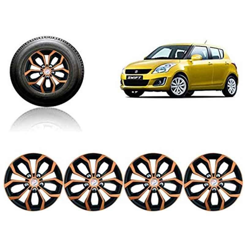 Auto Pearl 4 Pcs 14 inch ABS Copper & Black Press Fitting Wheel Cover Set for Maruti Suzuki Swift Type-4