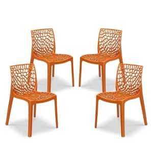 Maharaja Wave 43x79.5x49cm Plastic Orange Outdoor Chair without Arm Rest (Pack of 4)