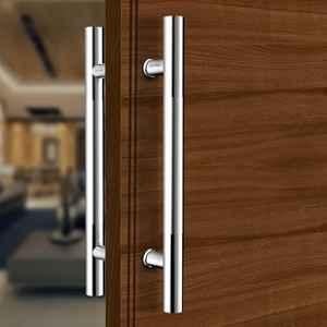 Plantex Stainless Steel Main Door Handle/Wooden Door Handle/Wooden Door Accessories/12 inch Pull-Push Handles Set of 1 (2 Piece, Chrome)