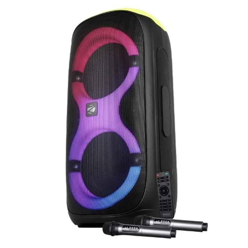 Zebronics Thump 222 120W Black Portable Bluetooth Speaker with Dual Wireless Karaoke Mic, TWS Function, RGB Lights & Remote Control, DSPK 102