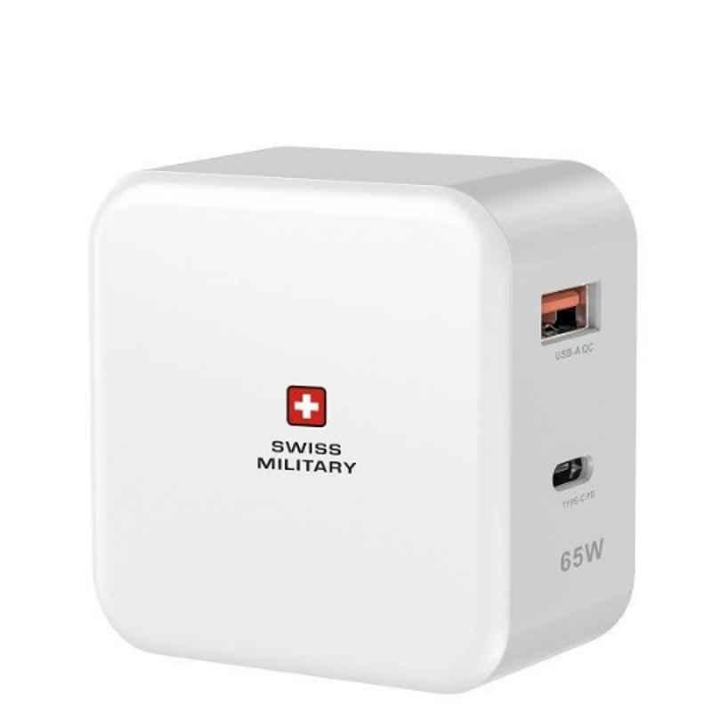 Swiss Military 65W White Power Station AC-Charger, SM-AC-PH65W-WHI