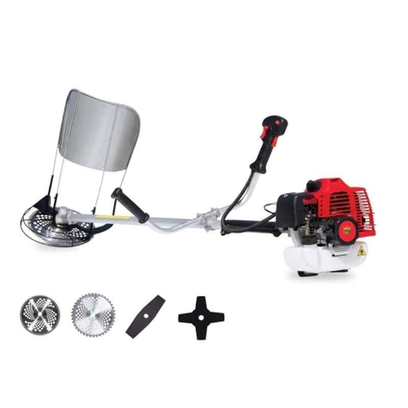 RBW 52cc 2 Stroke Petrol Operated Sidepack Grass Brush Cutter Machine with 80T, 40T, 4T & 2T Blades for Trimming Weed & Bush Cutting, R-52SP