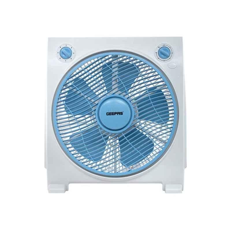 Geepas 45W Plastic White & Blue Electric Box Fan, GF21113