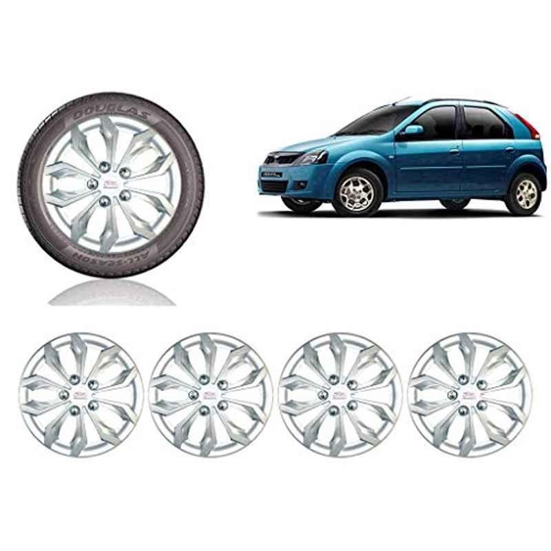 Auto Pearl 4 Pcs 14 inch ABS Silver Car Wheel Cover Set for Mahindra Mahindra Verito Vibe