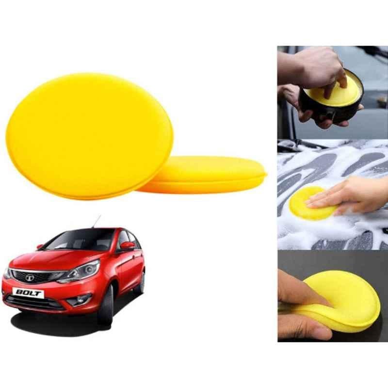 Auto Pearl Polyurethane Beige Washing & Waxing Polish Foam Sponge for Bolt (Pack of 2)
