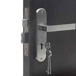 Saze 8 inch Stainless Steel 304 Round KY Plate Mortise Door Lock Handle Set with 3 Keys, LB-301