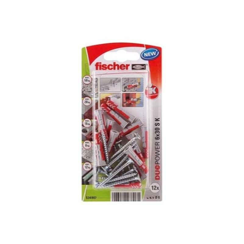 Fischer Duopower 6x30mm K Fixing Plug, 534993 (Pack of 12)