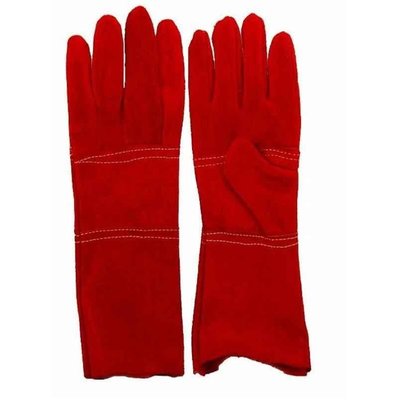 Safies 14 Inch Leather Red Welding Gloves (Pack of 6)