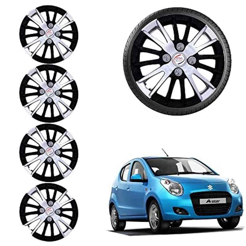 Auto Pearl 4 Pcs 13 inch ABS Black & Grey Car Wheel Cover Set for Maruti Suzuki AStar