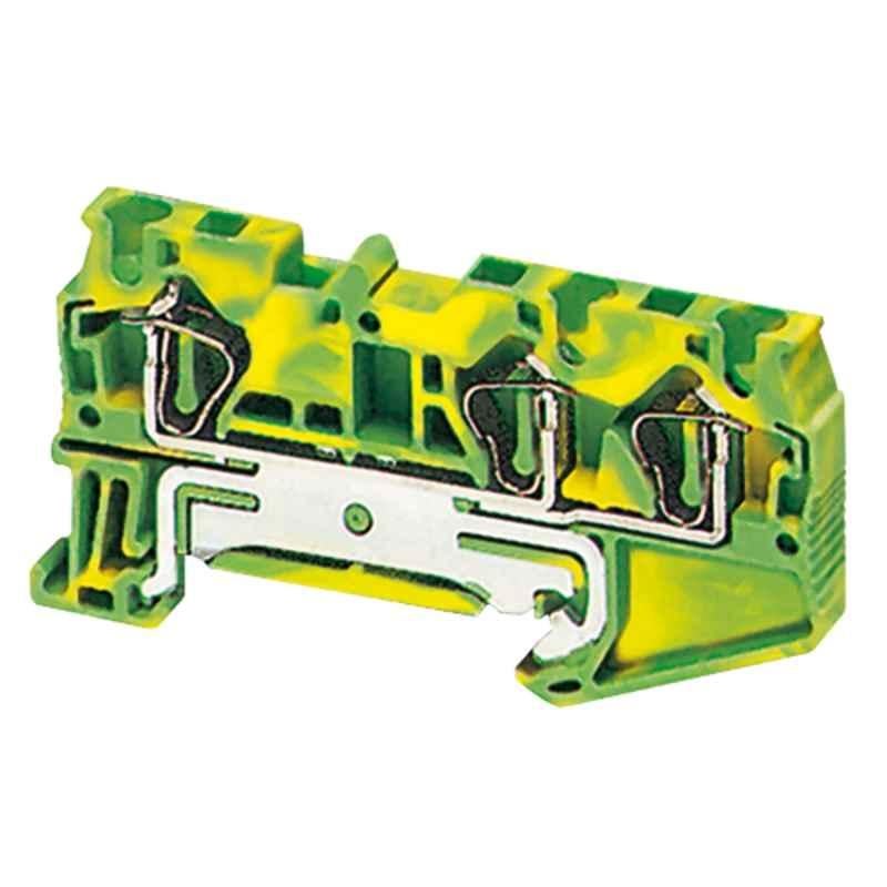 Schneider Linergy TR 71.5mm Green & Yellow Protective Earth Spring Terminal Block, NSYTRR43PE (Set of 50)