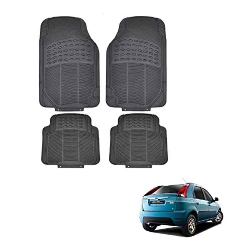 Kozdiko 4 Pcs Rubber Black Car Simple Floor Mat Set for Mahindra Verito Vibe