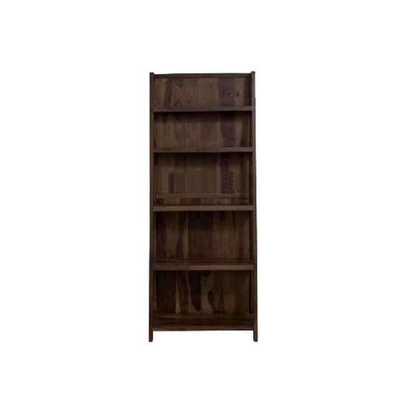Angel Furniture 70x40x174cm Walnut Medium Glossy Finish Solid Sheesham Wood Vertical Ladder Bookshelf, AF-209W