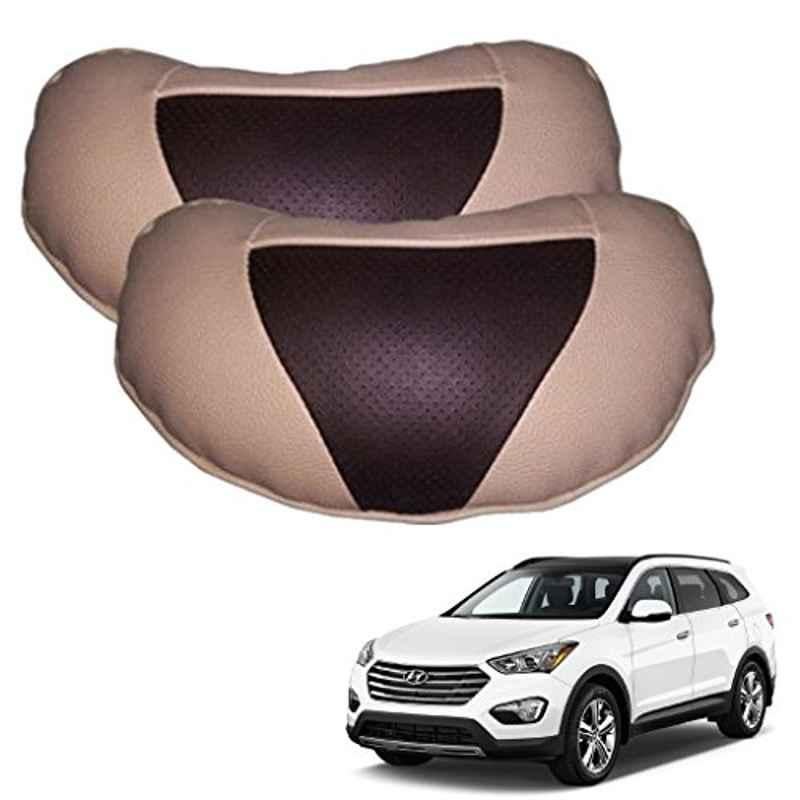 Kozdiko 2 Pcs Brown & Beige Neck Rest Set for Hyundai Santafe, koz_37989