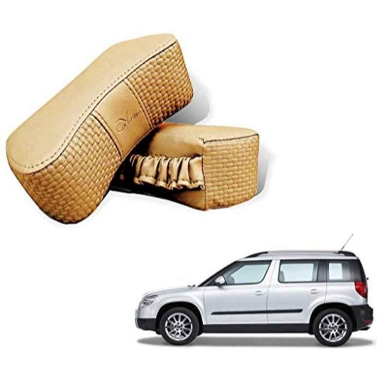 Kozdiko 2 Pcs Memory Foam Beige Neck Rest Cushion Pillow Set for Skoda Yeti, Koz-5098
