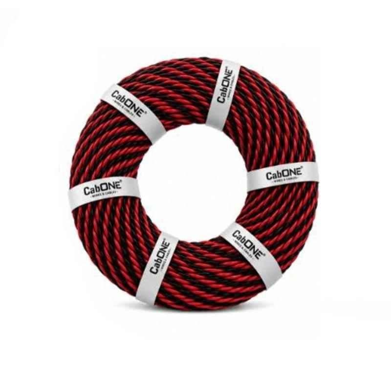 CabONE 10/76 Red & Black 2 Core PVC Insulated Twisted Flexible Aluminium Cable, Length: 90 m