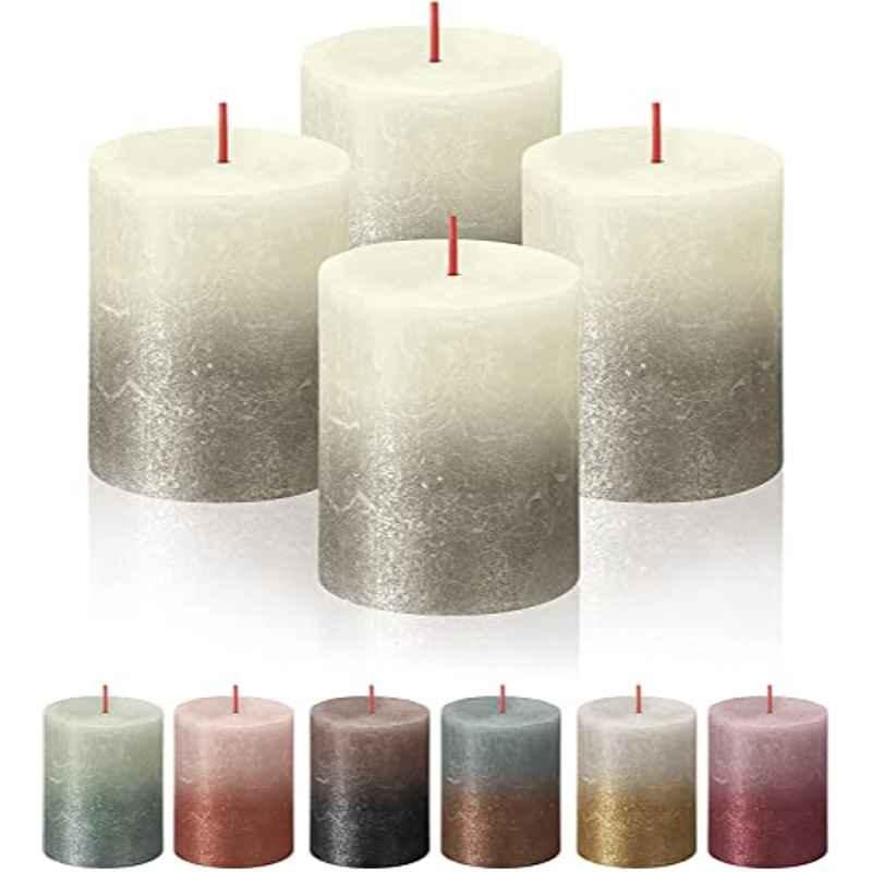 Bolsius Rustic Sunset Wax Soft Pearl & Champagne Pillar Candle, 210300, Size: Small
