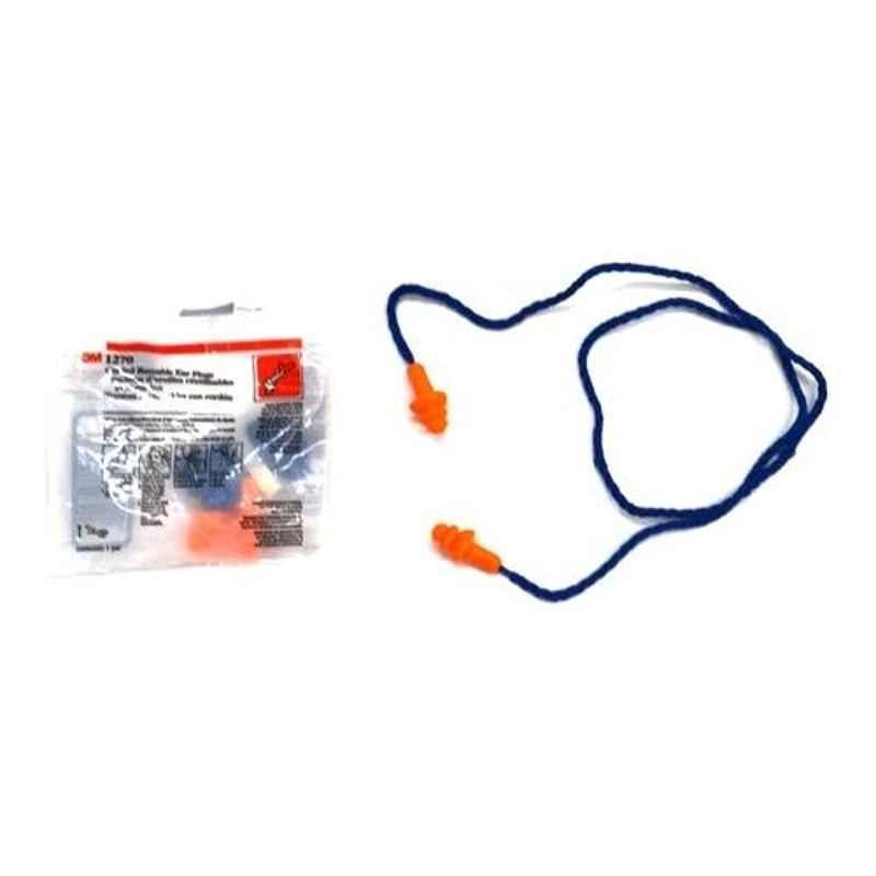 3 M Blue Silicone Reusable Corded Ear Plug, 1270
