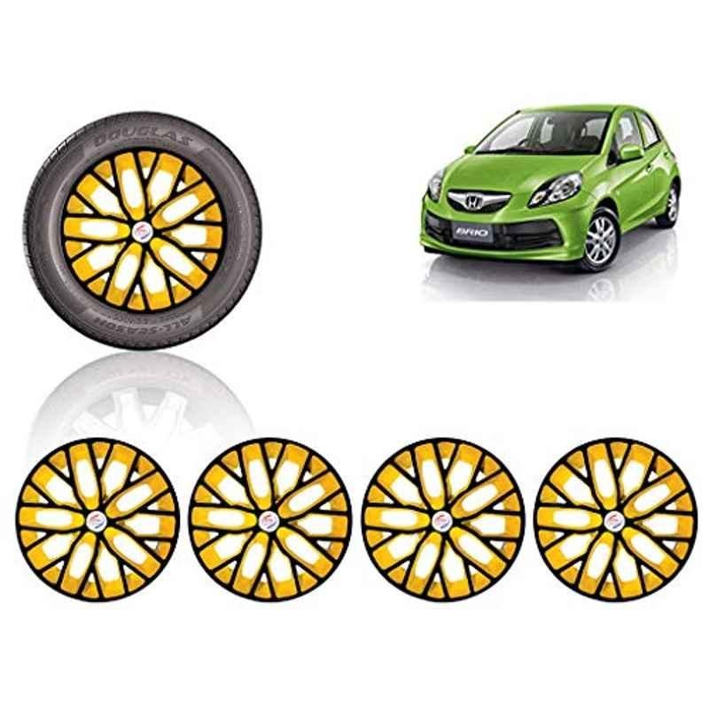 Auto Pearl 4 Pcs 14 inch ABS Black & Yellow Car Wheel Cover Set for Honda Brio