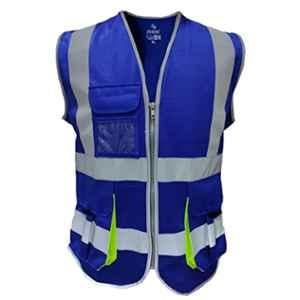 Evion Fabric Royal Blue Reflective Safety Jacket, Size: L, ES-024