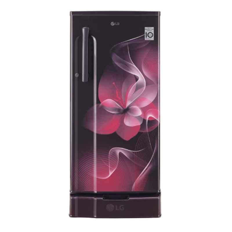 LG 188L 3 Star Purple Dazzle Single Door Refrigerator with Smart Inverter Compressor & Base Stand Drawer, GL-D191KPDX