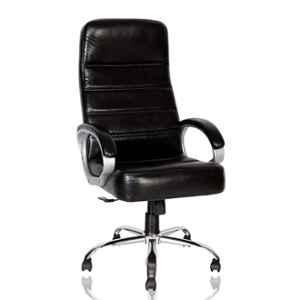 Woodberg Zen Black High Back Leatherette Ergonomic Revolving Office Chair with 360 deg Swivel Wheels, WBH107BL