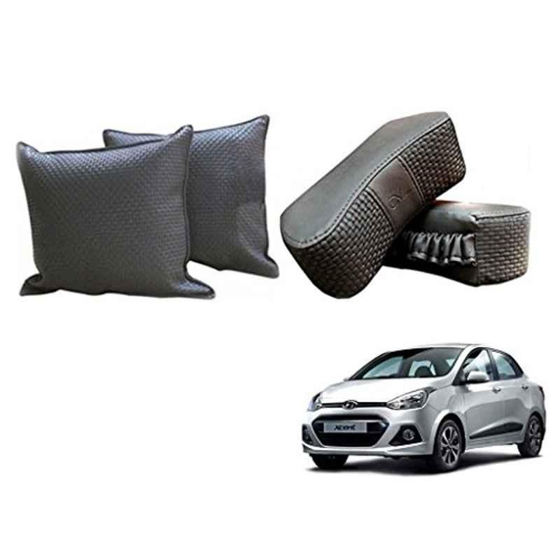 Kozdiko One Pair Grey Neck Rest & One Pair Cushion Combo for Hyundai Xcent