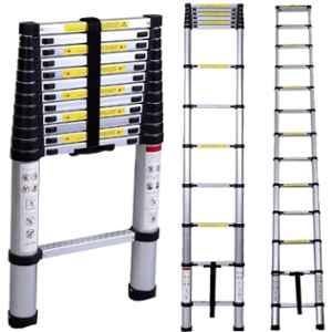 Pro Step 10 Step 9.5ft Aluminium Silver Foldable Telescopic Ladder with 2 Years Warranty, PSTL29-03