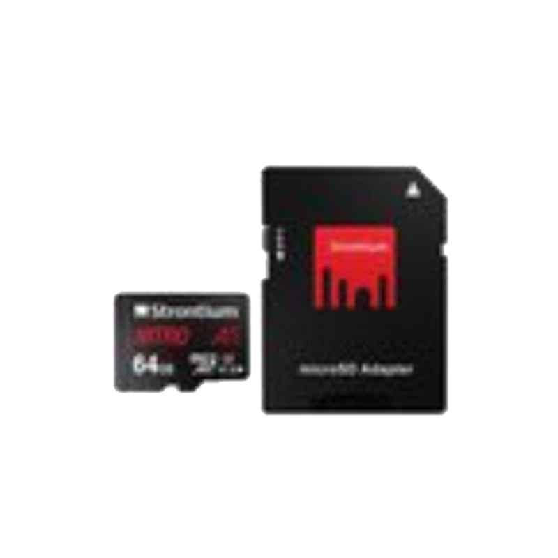Strontium Nitro A1 UHS-I U1 64GB MicroSDXC Class 10 Black Memory Card with SD Adapter