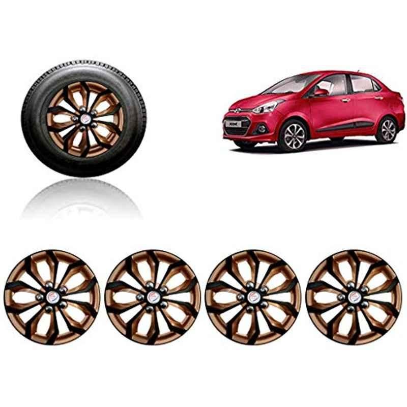 Auto Pearl 4 Pcs 14 inch ABS Black & Copper Car Wheel Cover Set for Hyundai Xcent