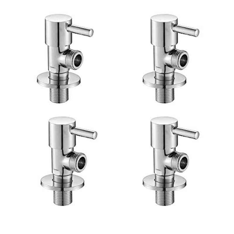 ZAP Terrim Brass Chrome Finish Angle Cock Valve with Wall Flange (Pack of 4)