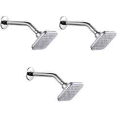 Prestige CRUZ 4 inch Brass Chrome Finish Rain Flow Shower Head with 9 inch Arm (Pack of 3)