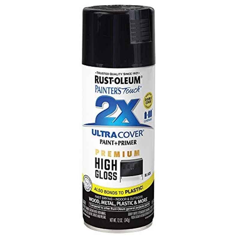 Rust-Oleum Painters Touch 12oz Black 331172 2X Ultra Cover High Gloss Spray