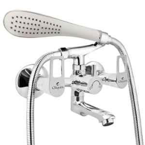Cliquin Espirion Global Brass Chrome Wall Mounted Wall Mixer with Telephonic Crutch Hand Shower & 1m Stainless Steel Shower Tube