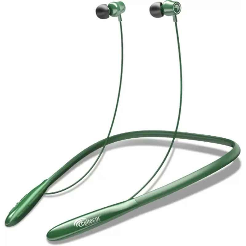 Cellecor NK-4 Green Wireless Bluetooth Earphone Neckband with Inbuilt Mic