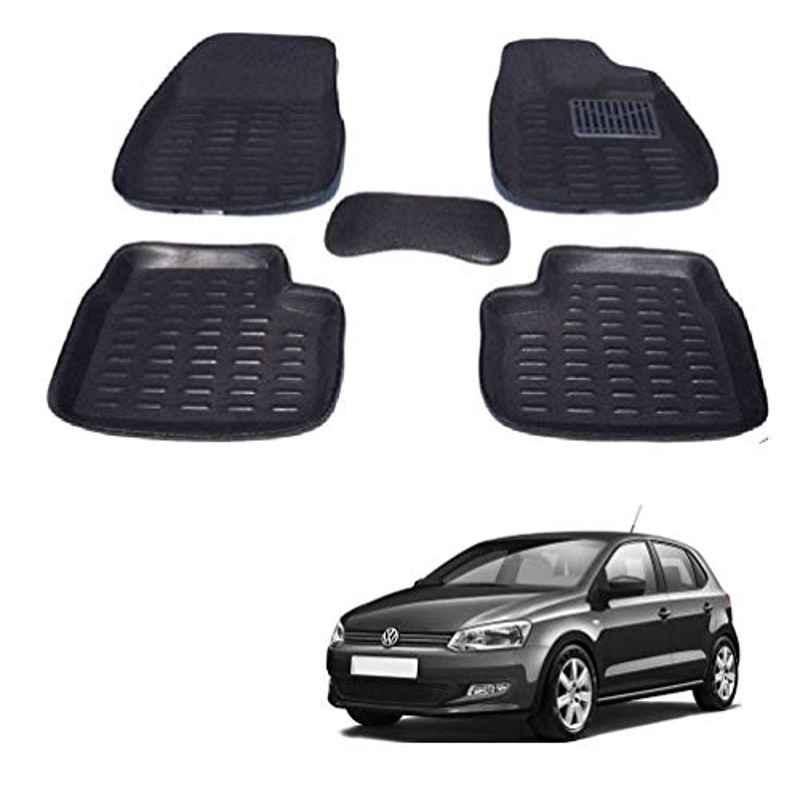 Kozdiko 5 Pcs 3D Black Car Foot Mat Set for Volkswagen Polo, koz_68009