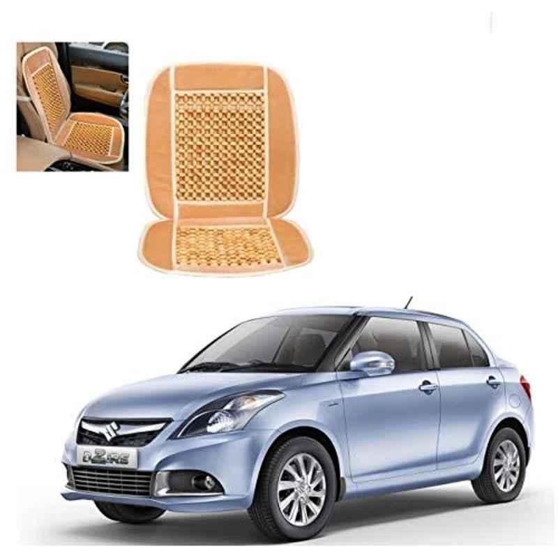 Kozdiko Wooden Bead Seat with Beige Velvet Border for Maruti Suzuki Swift Dzire Type 2011-2017