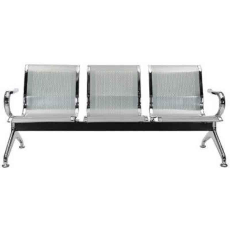 ABCO Steel Silver Chrome Polished 3 Seater Chairs, 11046