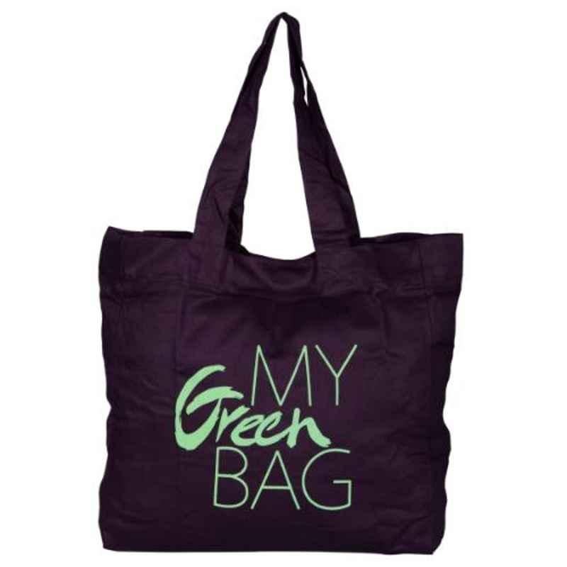 RUR Greenlife Cotton Reusable Purple Shopping Bag with Velcro Closure