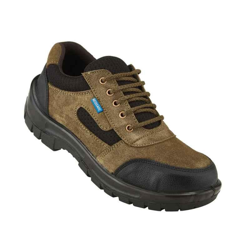 NEOSafe OSS175 Sporty Look Steel Toe Leather Green Work Safety Shoes, Size: 6