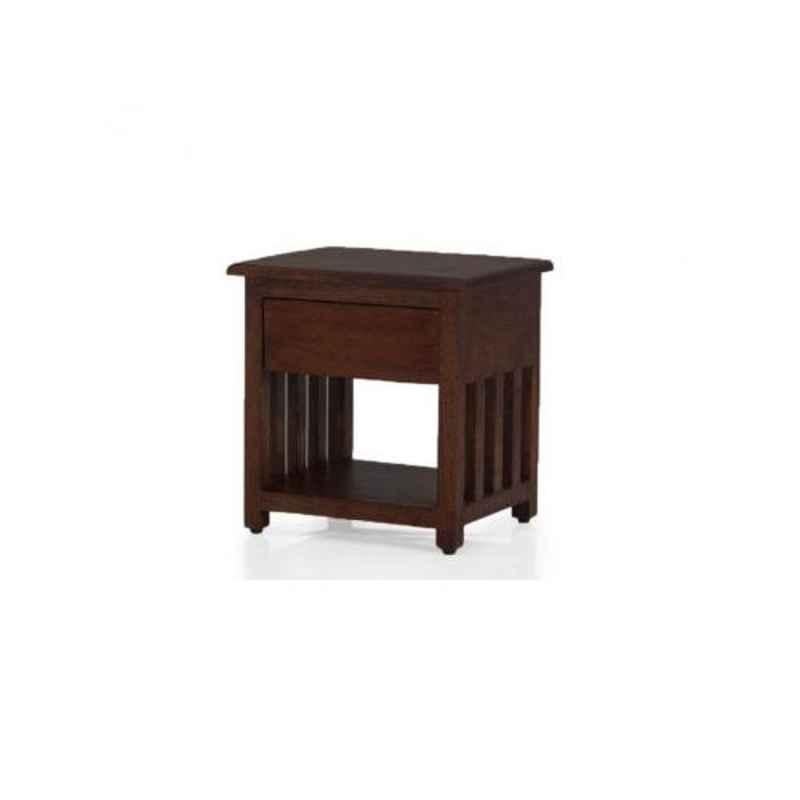 Angel Furniture 14x12x16 Inch Walnut Medium Glossy Finish Sheesham Wood Side Table, AF-126W