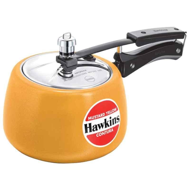 Hawkins Ceramic Coated Contura 3 Litre Mustard Yellow Pressure Cooker, CMY30